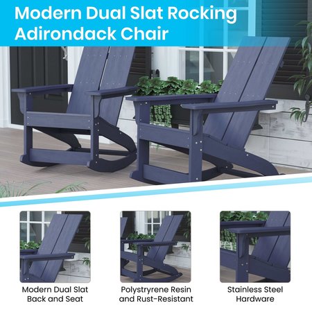 Flash Furniture Navy Modern Poly Resin Adirondack Rockers, PK 2 JJ-C14709-NV-2-GG